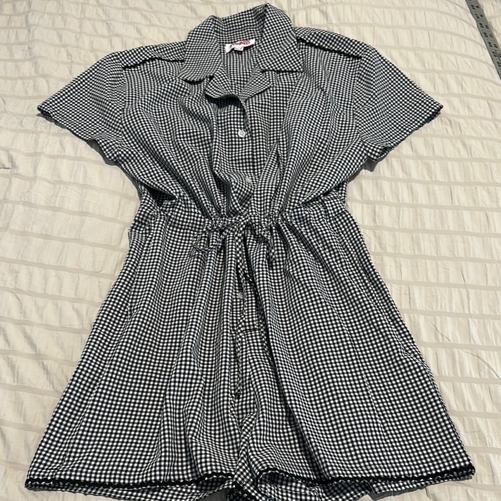 Classic Black and White Gingham Romper shorts